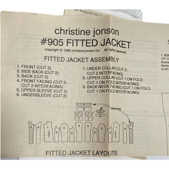 Vintage Christine Jonson Fitted Jacket Uncut Pattern - Picture 3 of 4